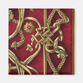 Serviette en papier médiévale rouge et or magnet