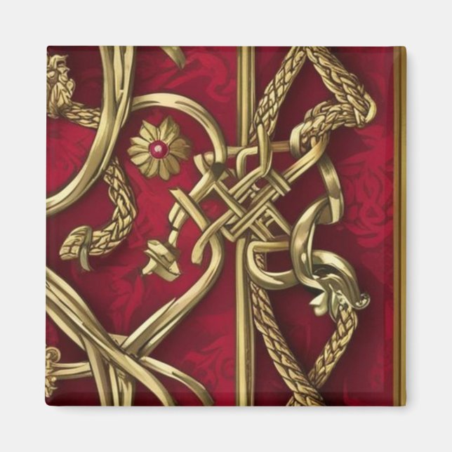 Serviette en papier médiévale rouge et or magnet (Framsidan)