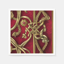 Serviette en papier médiévale rouge et or pappersservett