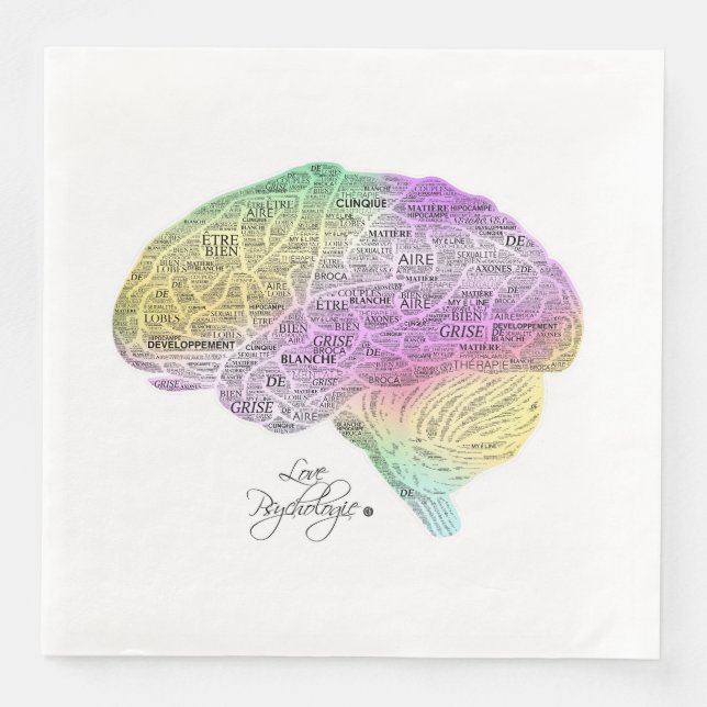 Serviette En Papier Serviette cerveau texte psycho Pappersservett (Framsida)