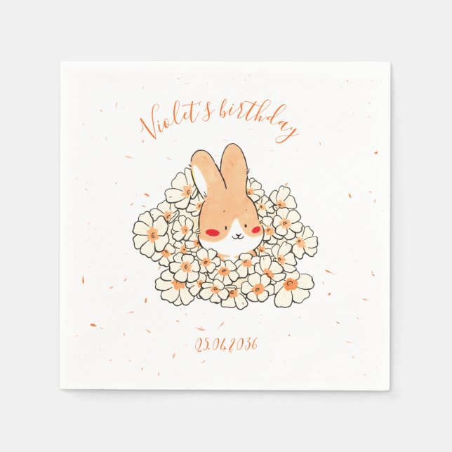 Serviette papier personnalisé anniversaire Lapin Pappersservett (Framsidan)