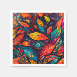 Servietten mit farbenfrohem Blättermotiv Pappersservett