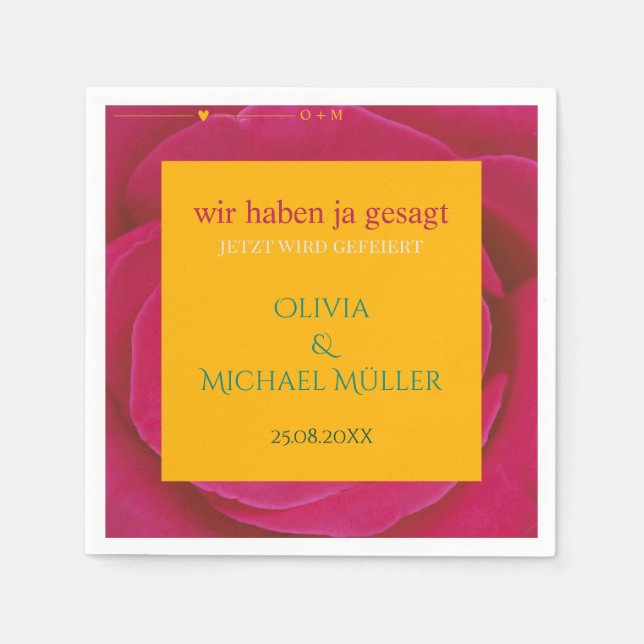 Servietten zur Hochzeitsfeier personalisierbar Pappersservett (Framsidan)