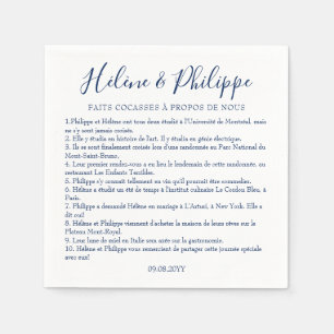Serviettes de Cocktail De Mariage Bleu Marin Pappersservett