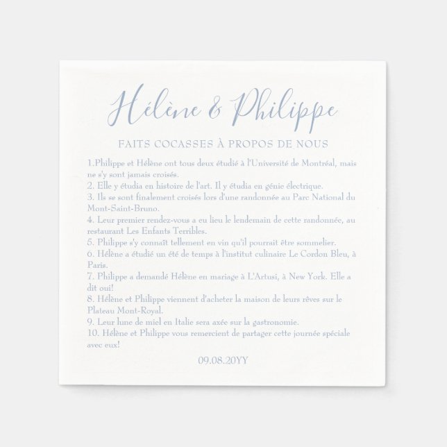 Serviettes de Cocktail De Mariage Bleu Poussiéreux Pappersservett (Framsidan)