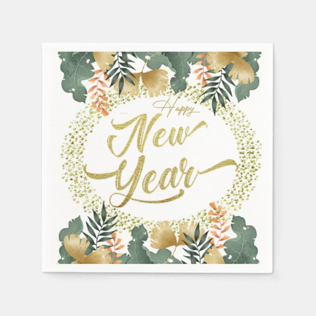 Servilleta de papel con feliz año nuevo pappersservett (Framsidan)