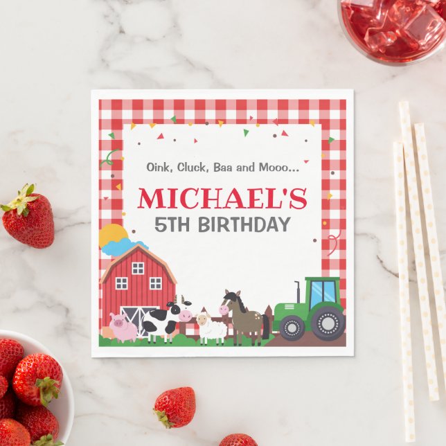 Servilletas De Papel Farm animals birthday party N Pappersservett (Insitu)