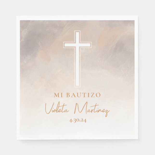 Servilletas Mi Bautizo Morada Spanska blöjor Pappersservett (Framsidan)