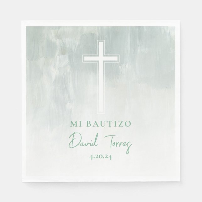 Servilletas Mi Bautizo Verde Spanska blöjor Pappersservett (Framsidan)