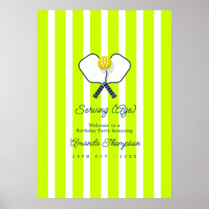 Serving (ålder) Neon Pickleball Födelsedags Välkom Poster