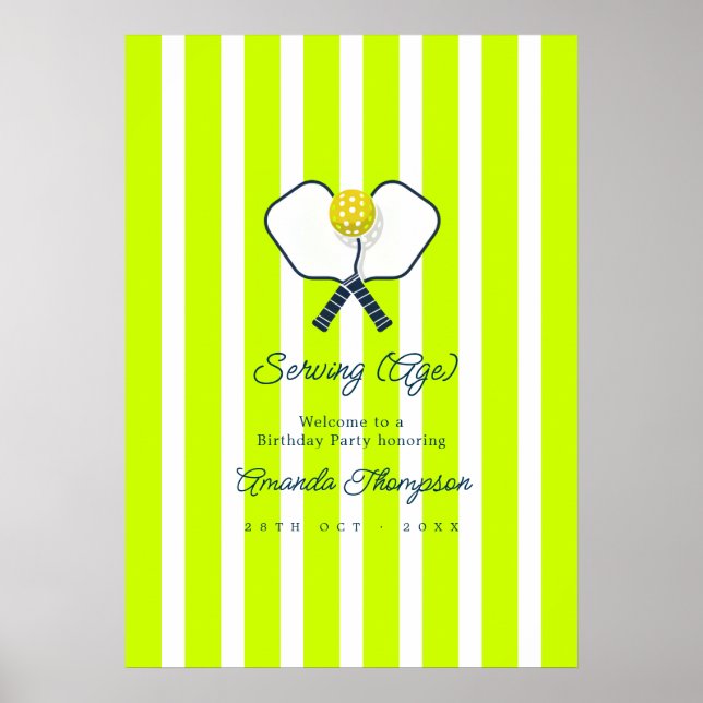 Serving (ålder) Neon Pickleball Födelsedags Välkom Poster (Framsidan)