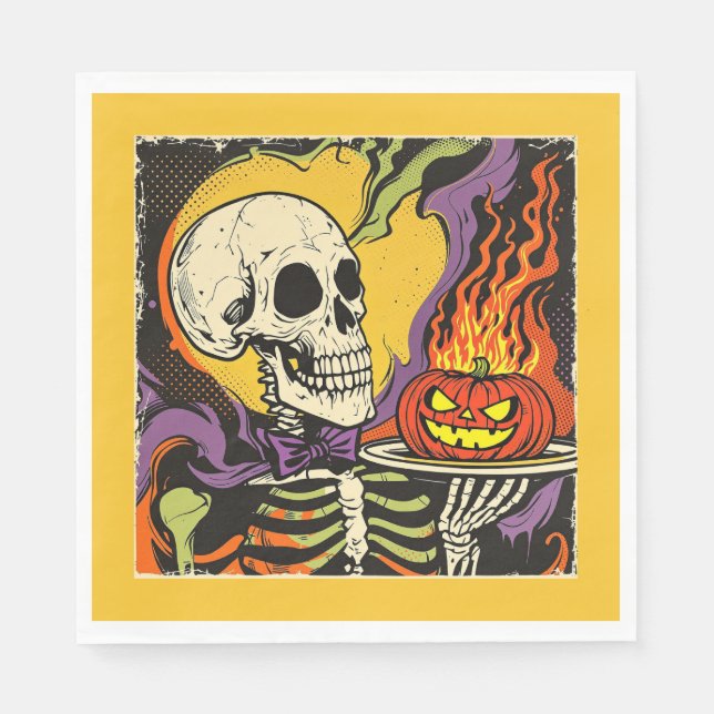 "Serving up Skrämmer" Replika Circa 1950-talet Pappersservett (Framsidan)