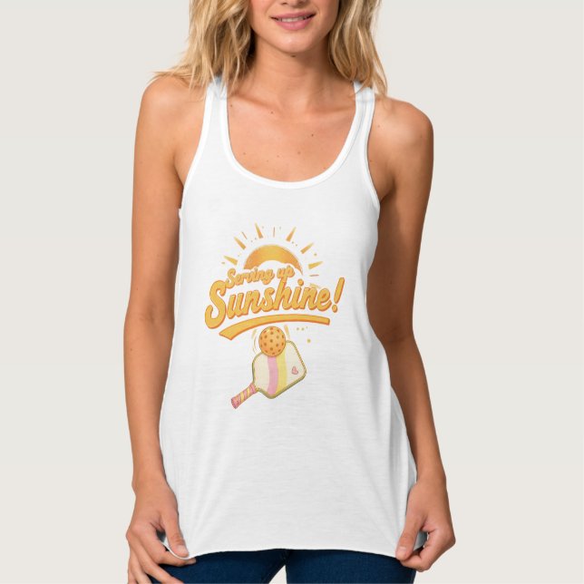 Serving Up Sunshine - Sunny Pastel Pickleball Life Linne Med Racerback (Framsida)