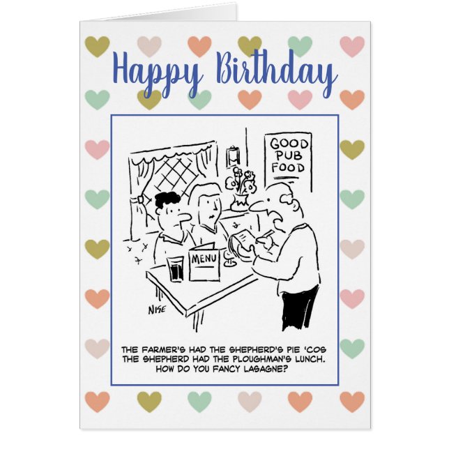 Servitören i Pub frågar om kunderna Finare Lasagna Hälsningskort (Framsidan)