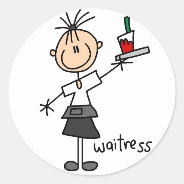Servitris Stickfigur Klistermärke (Framsida)