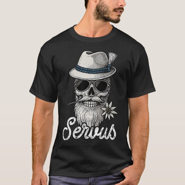 Servus Skull Costume Shirt Bavaria Festival Leathe T (Framsida)
