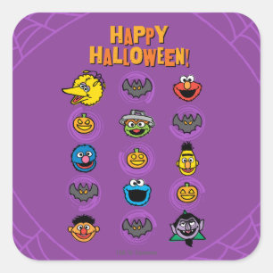 Sesam Street Kompisar - Gott Halloween! Fyrkantigt Klistermärke