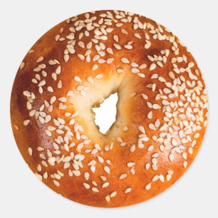 Sesame Bagel Classic Round Sticker Runt Klistermärke