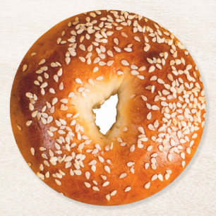Sesame Bagel Papprare Underlägg Papper Rund