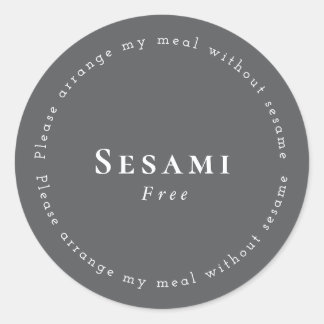 Sesame-Free Request Sticker, Dark-gray - White Runt Klistermärke
