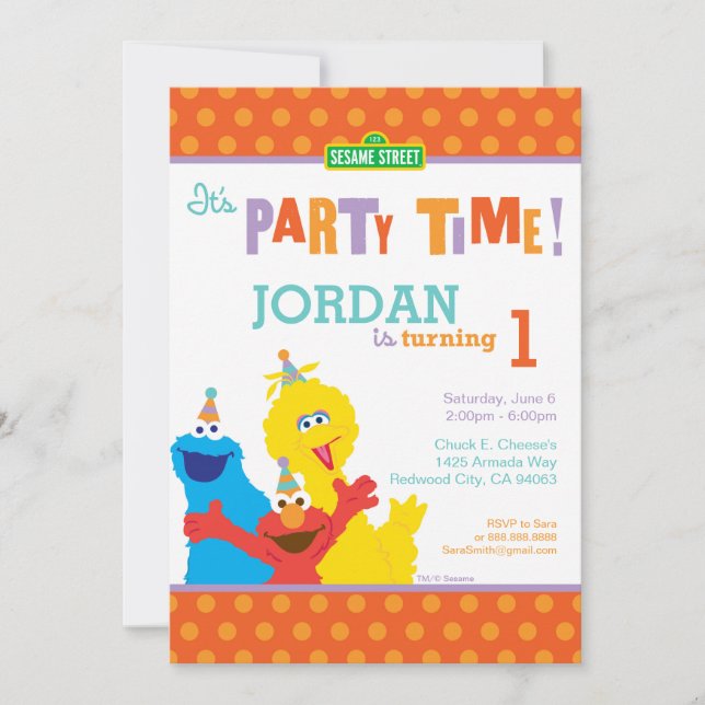 Sesame Pals Birthday Inbjudningar (Framsida)