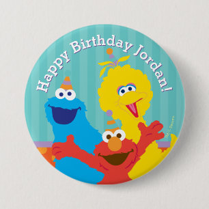 Sesame Pals Birthday Mönster Knapp