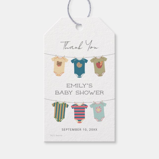 Sesame Pals Bodywear Baby Shower Tack Presentetikett (Framsidan)