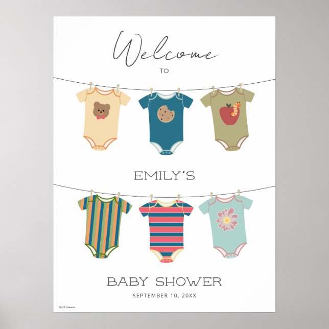 Sesame Pals Bodywear Baby Shower Välkomsthälsa Poster (Framsidan)