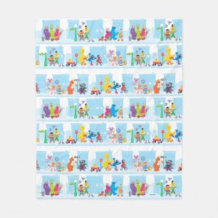 Sesame Pals Walking Along Sesame Street Mönster Fleecefilt