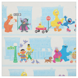 Sesame Pals Walking Along Sesame Street Mönster Tyg