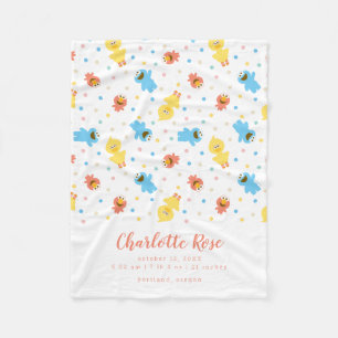 Sesame Pals White Polka Dot Birth Stats Fleecefilt