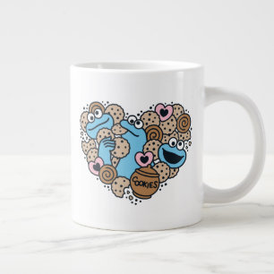 Sesame Sesame Cookie Monster Doodle Heart Jumbo Mugg