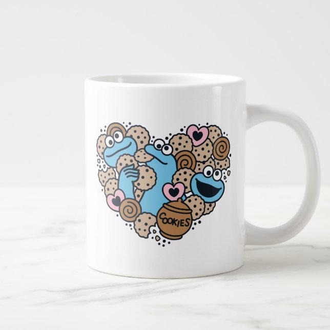 Sesame Sesame | Cookie Monster Doodle Heart Jumbo Mugg (Höger)