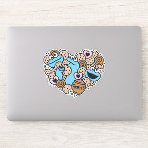 Sesame Sesame Cookie Monster Doodle Heart Klistermärken