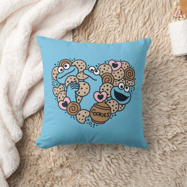 Sesame Sesame | Cookie Monster Doodle Heart Kudde (Filt)
