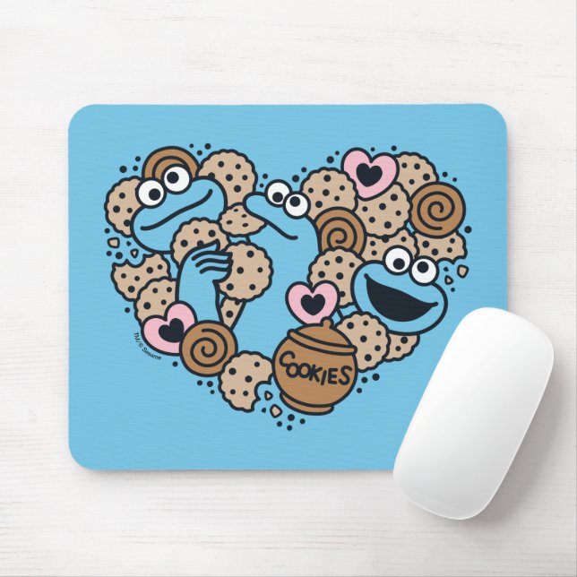 Sesame Sesame | Cookie Monster Doodle Heart Musmatta (Med mus)