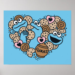 Sesame Sesame   Cookie Monster Doodle Heart Poster