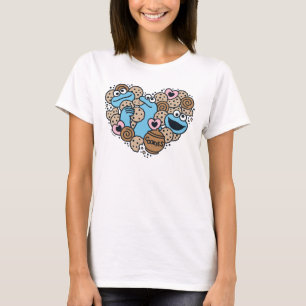 Sesame Sesame Cookie Monster Doodle Heart T Shirt