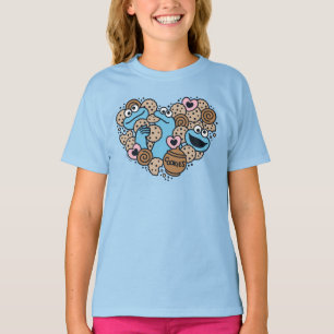 Sesame Sesame Cookie Monster Doodle Heart T Shirt