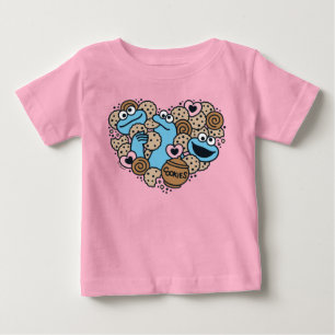 Sesame Sesame Cookie Monster Doodle Heart T Shirt