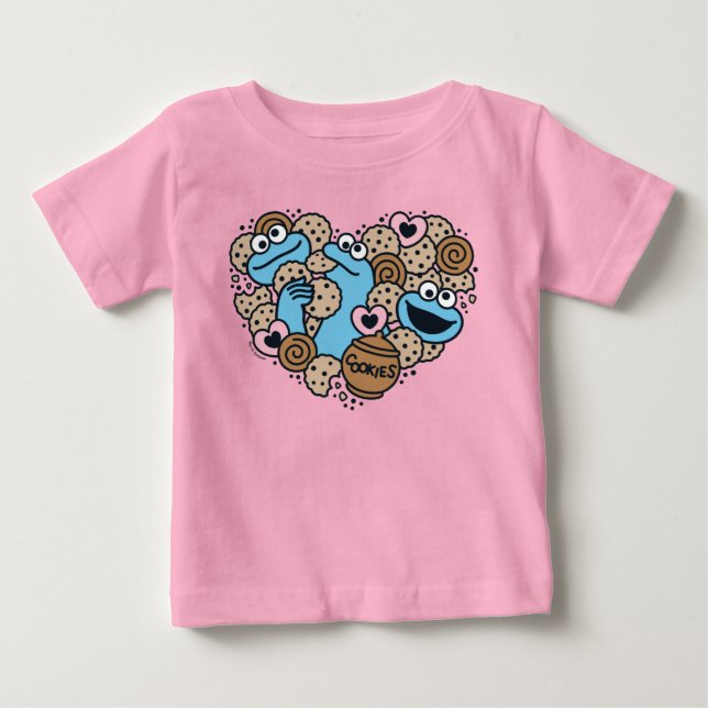 Sesame Sesame | Cookie Monster Doodle Heart T Shirt (Framsida)