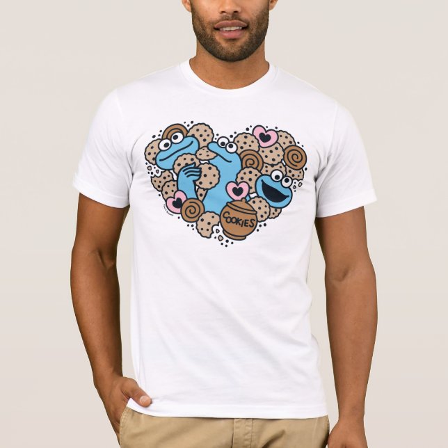 Sesame Sesame | Cookie Monster Doodle Heart T Shirt (Framsida)