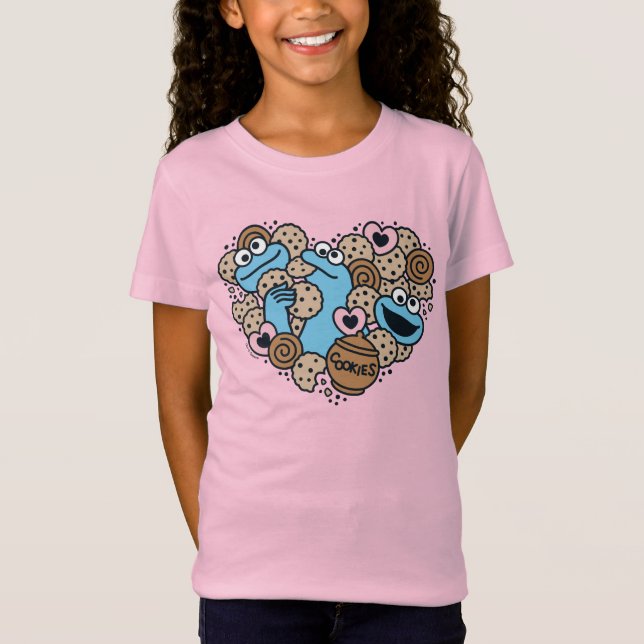 Sesame Sesame | Cookie Monster Doodle Heart T Shirt (Framsida)
