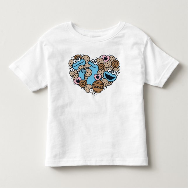 Sesame Sesame | Cookie Monster Doodle Heart T Shirt (Framsida)