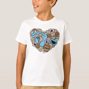 Sesame Sesame Cookie Monster Doodle Heart T Shirt