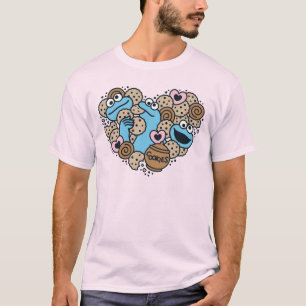 Sesame Sesame   Cookie Monster Doodle Heart T Shirt