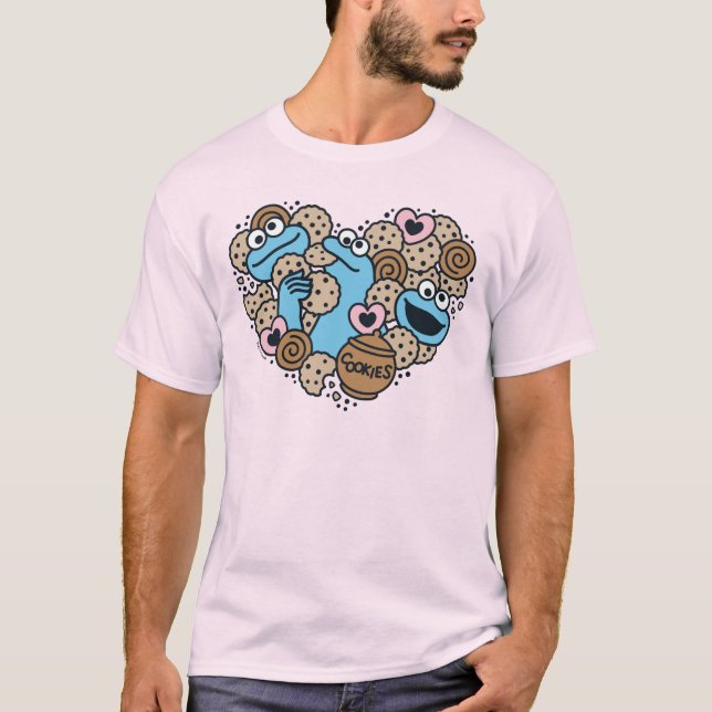 Sesame Sesame | Cookie Monster Doodle Heart T Shirt (Framsida)