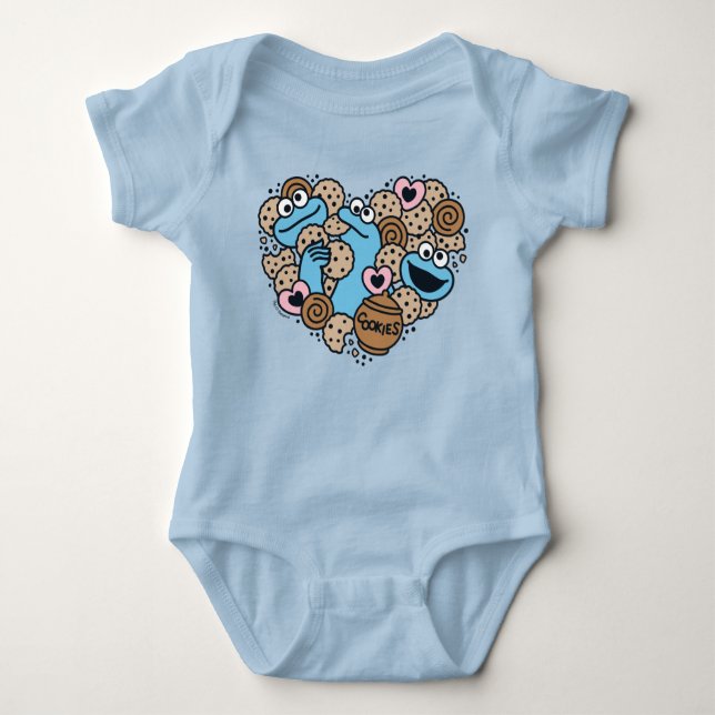 Sesame Sesame | Cookie Monster Doodle Heart T Shirt (Framsida)