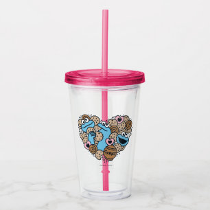 Sesame Sesame Cookie Monster Doodle Heart Take Away Mugg