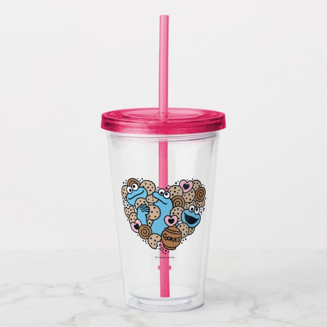 Sesame Sesame | Cookie Monster Doodle Heart Take Away Mugg (Framsida)